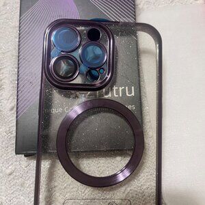 Zrutru Phone Case for iPhone 15 Pro‎ Max Sparkle Clear Purple W Screen Protector